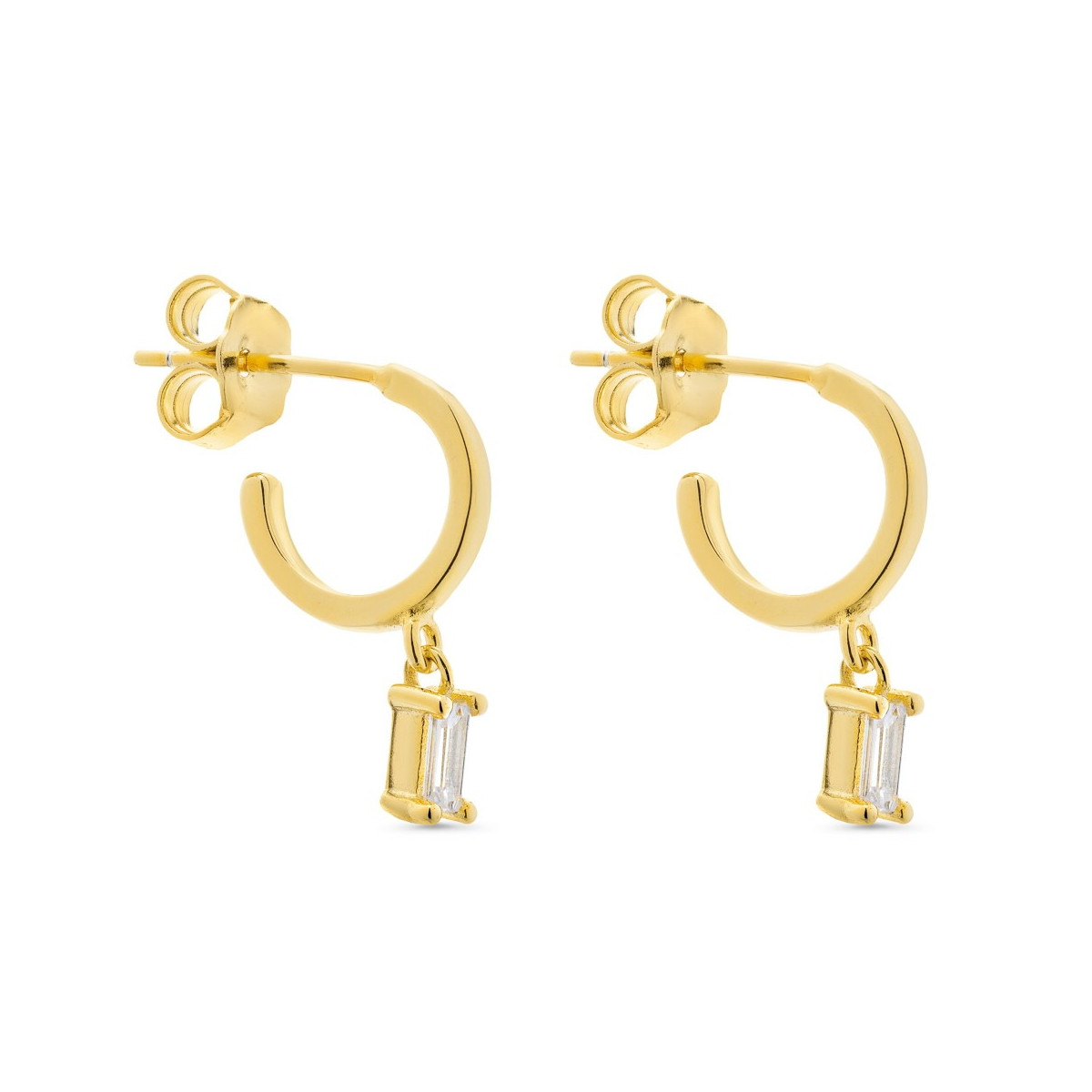 PENDIENTE ARO 10MM CZ RECTANGULAR COLGANDO - PE5726CH