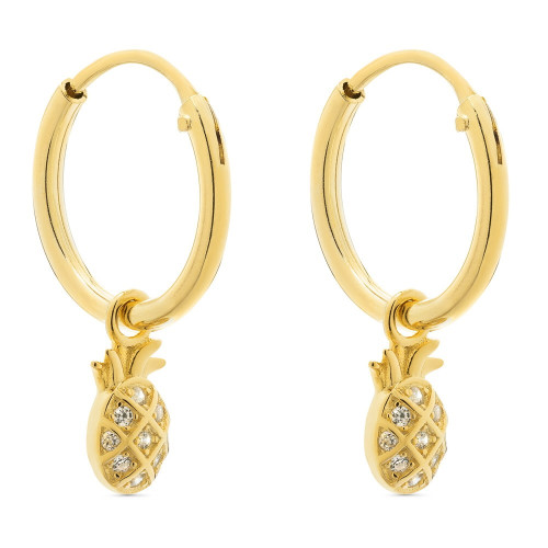 PENDIENTE ARO 1.5 X 13MM PIÑA CZ COLGANDO - PE5732CH