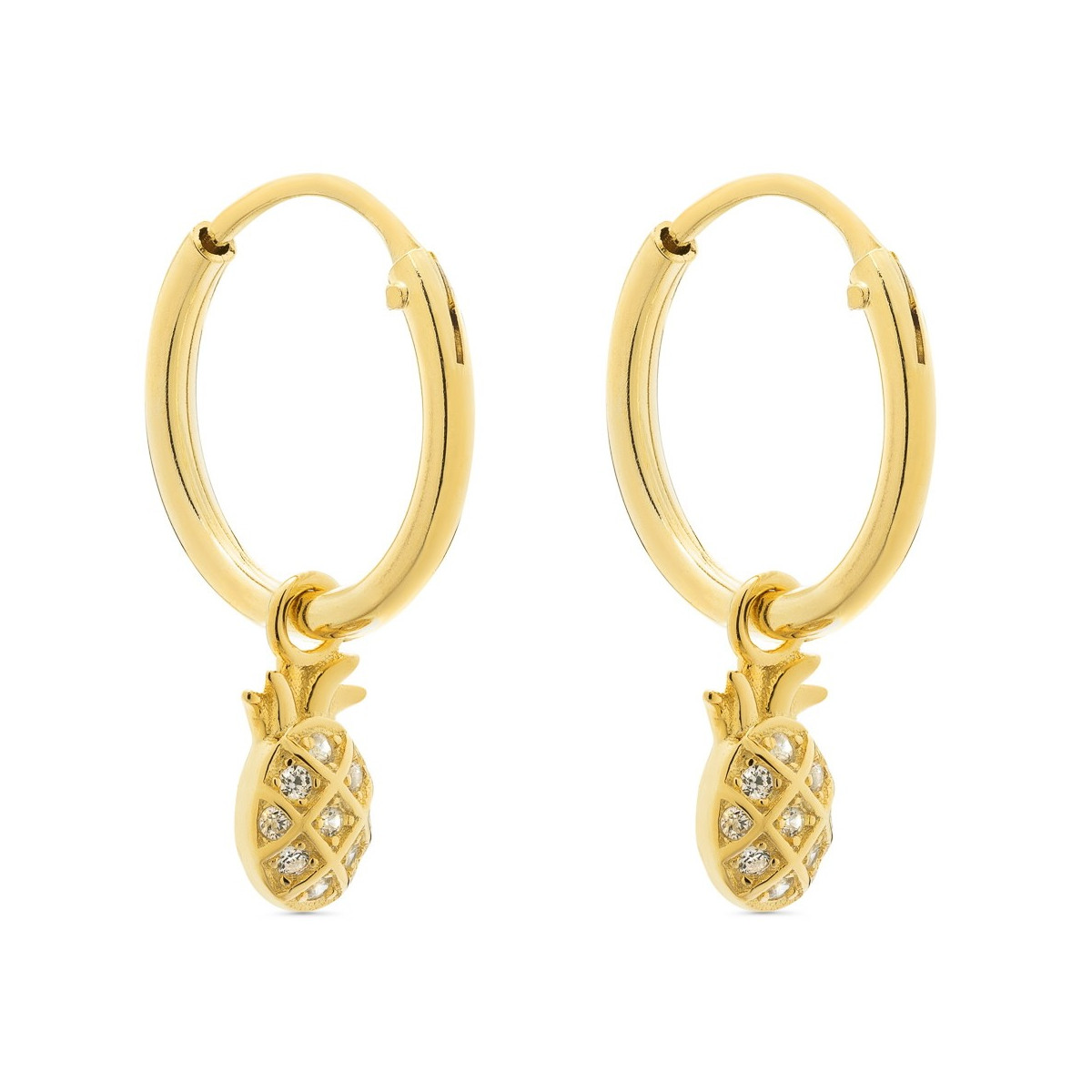 PENDIENTE ARO 1.5 X 13MM PIÑA CZ COLGANDO - PE5732CH
