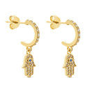 PENDIENTE ARO PRESION CON CZ MANO FATIMA CZ - PE5747/04CH
