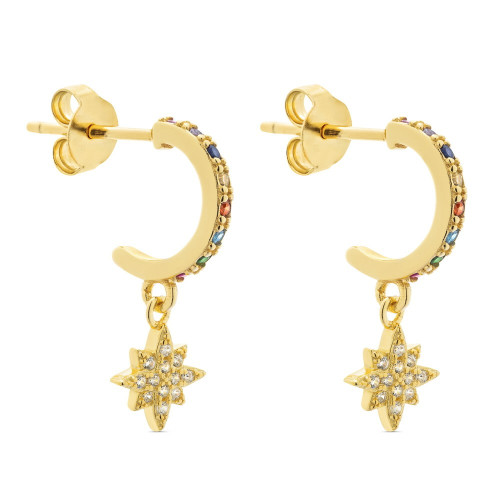 PENDIENTE ARO PRESION MULTI CZ + ESTRELLA VIENTOS - PE5749/24CH
