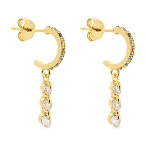 PENDIENTE ARO PRESION CZ MULTI + 3CZ COLGANDO - PE5752/24CH