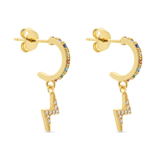 PENDIENTE ARO PRESION CZ MULTI + RAYO CZ COLGANDO - PE5757/24CH