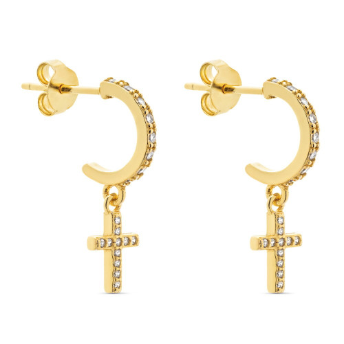 PENDIENTE ARO PRESION CZ + CRUZ CZ COLGANDO - PE5758/04CH