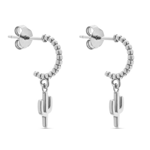PENDIENTE ARO PRESION BOLITAS + CACTUS - PE5773R