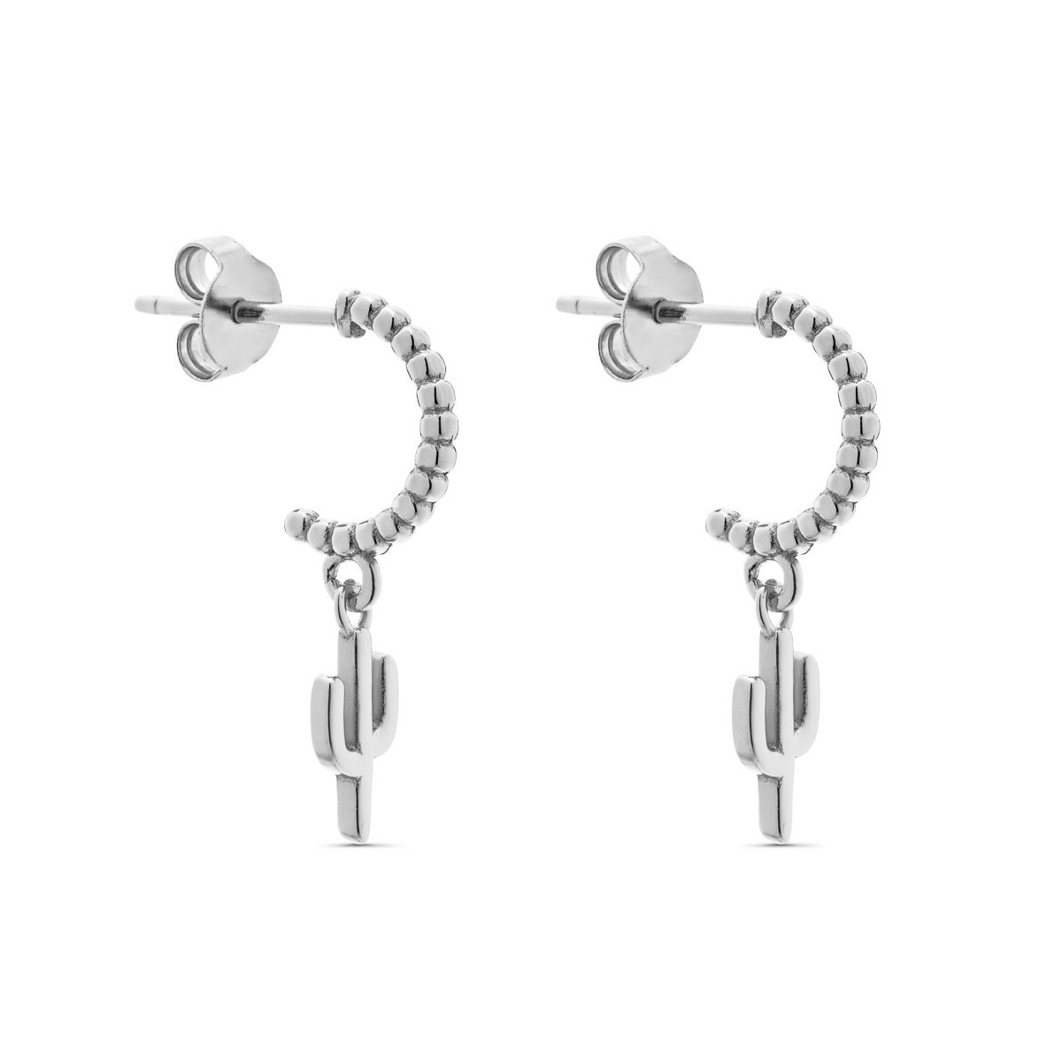 PENDIENTE ARO PRESION BOLITAS + CACTUS - PE5773R