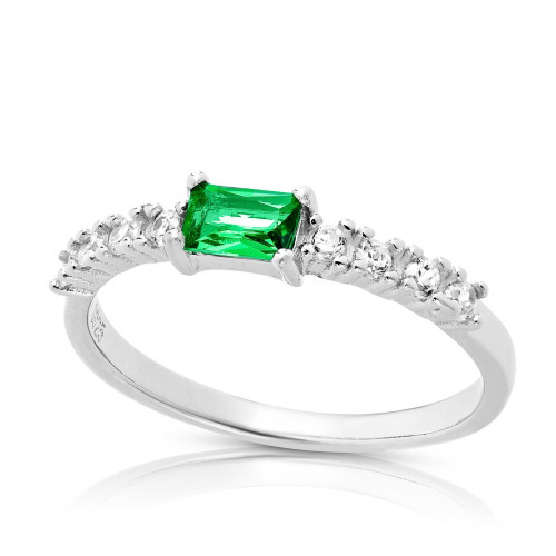 ANILLO CENTRO CZ RECTANGULAR + 8 CZ - SO1445/16