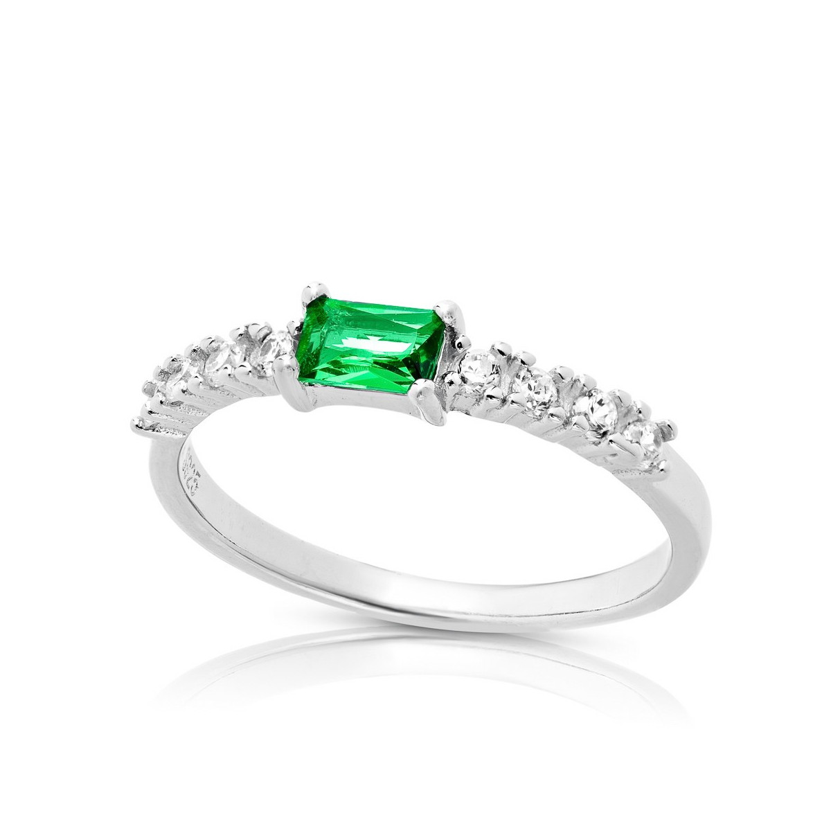 ANILLO CENTRO CZ RECTANGULAR + 8 CZ - SO1445/16