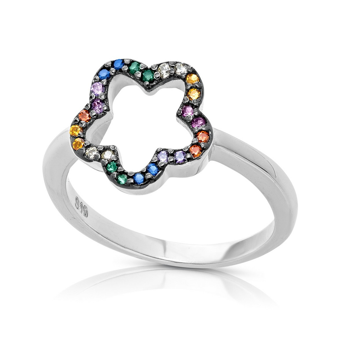 SORTIJA FLOR CALADA MULTICOLOR - SO1459/24