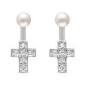 PENDIENTE DOBLE PERLA + CRUZ - PE4685