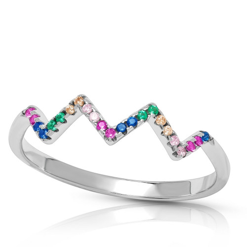 SORTIJA ZIG-ZAG CZ MULTICOLOR - SO1434/24