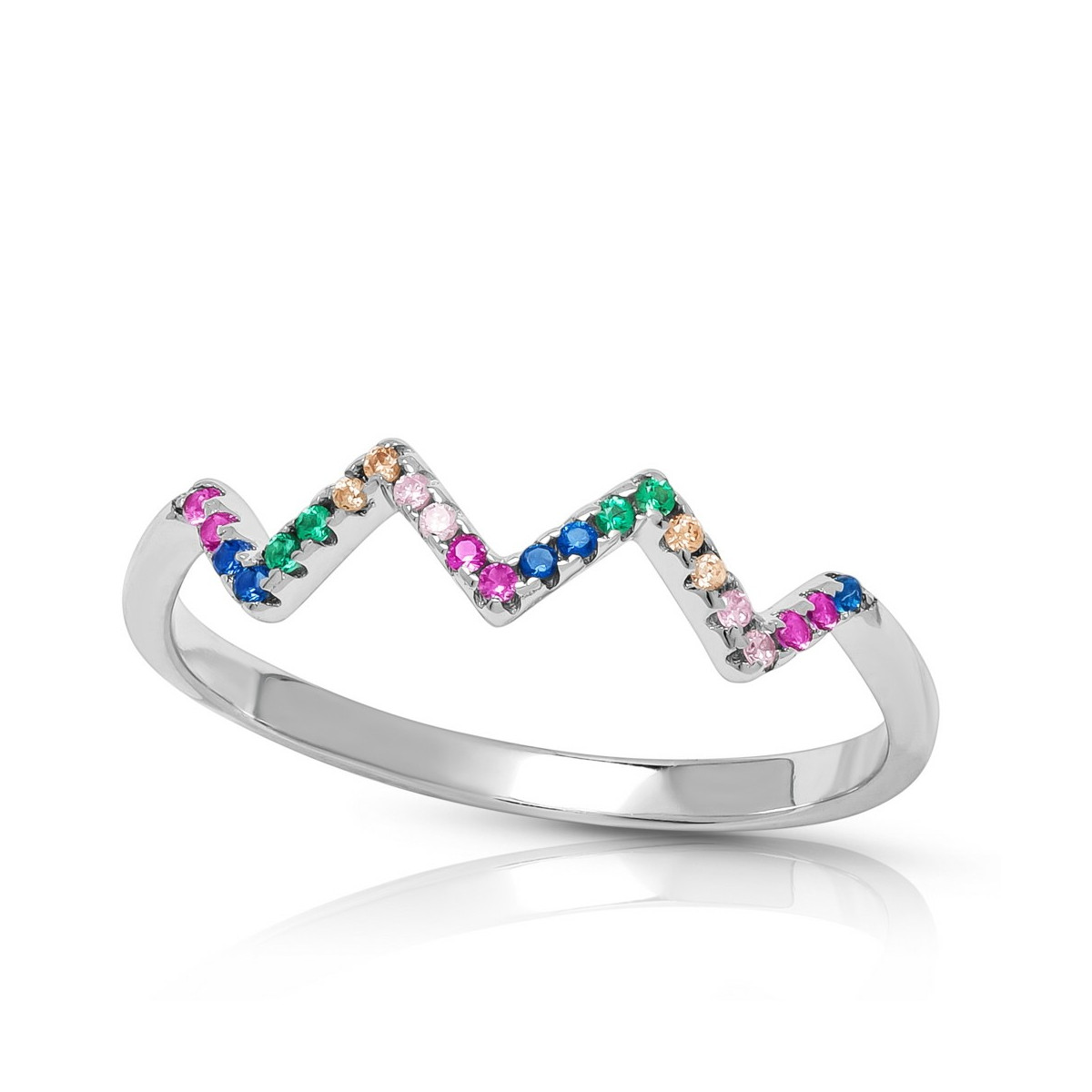 SORTIJA ZIG-ZAG CZ MULTICOLOR - SO1434/24
