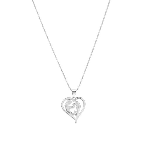 COLGANTE CORAZON MAMA + BEBE CON CZ - CO2678
