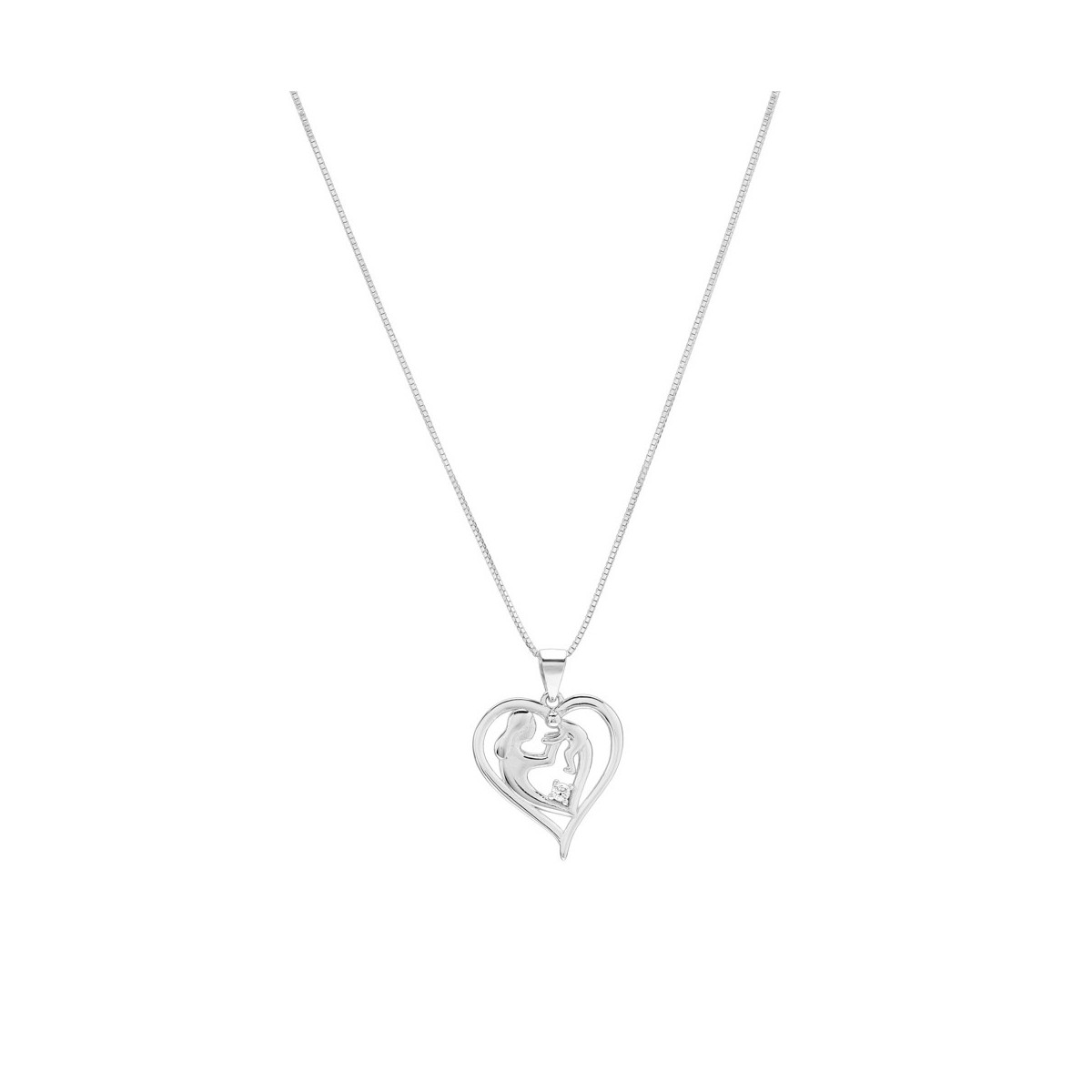 COLGANTE CORAZON MAMA + BEBE CON CZ - CO2678
