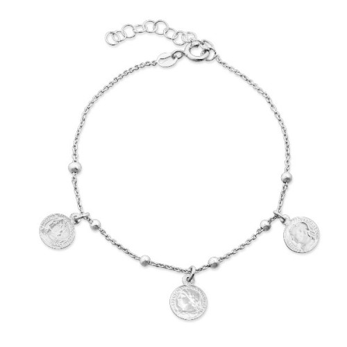 PULSERA CADENA BOLAS 3 MONEDAS COLGANDO - PU5055R