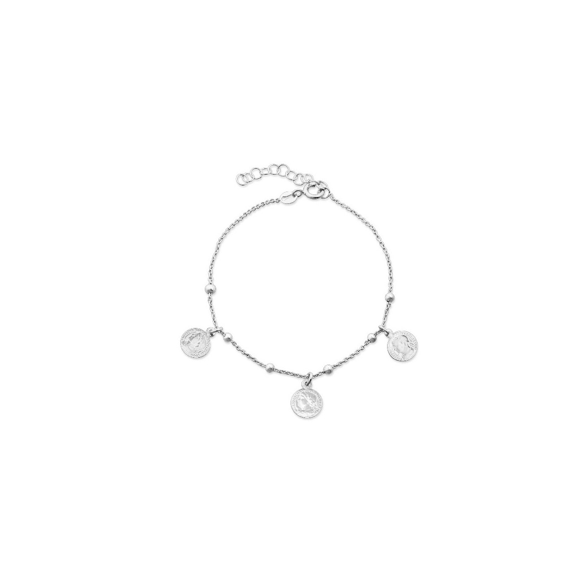 PULSERA CADENA BOLAS 3 MONEDAS COLGANDO - PU5055R