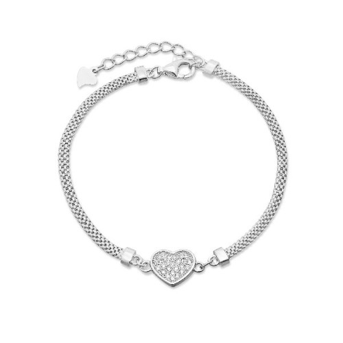 PULSERA MALLA CENTRO CORAZON CZ - PU5058R