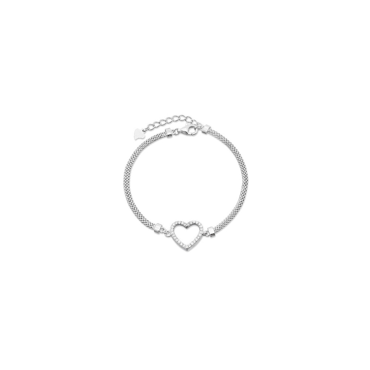 PULSERA MALLA CENTRO CORAZON CZ - PU5064R