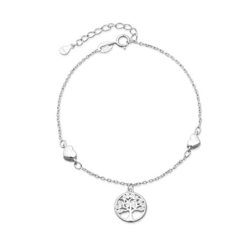 PULSERA CORAZONES LISOS + ARBOL CZ - PU5075R