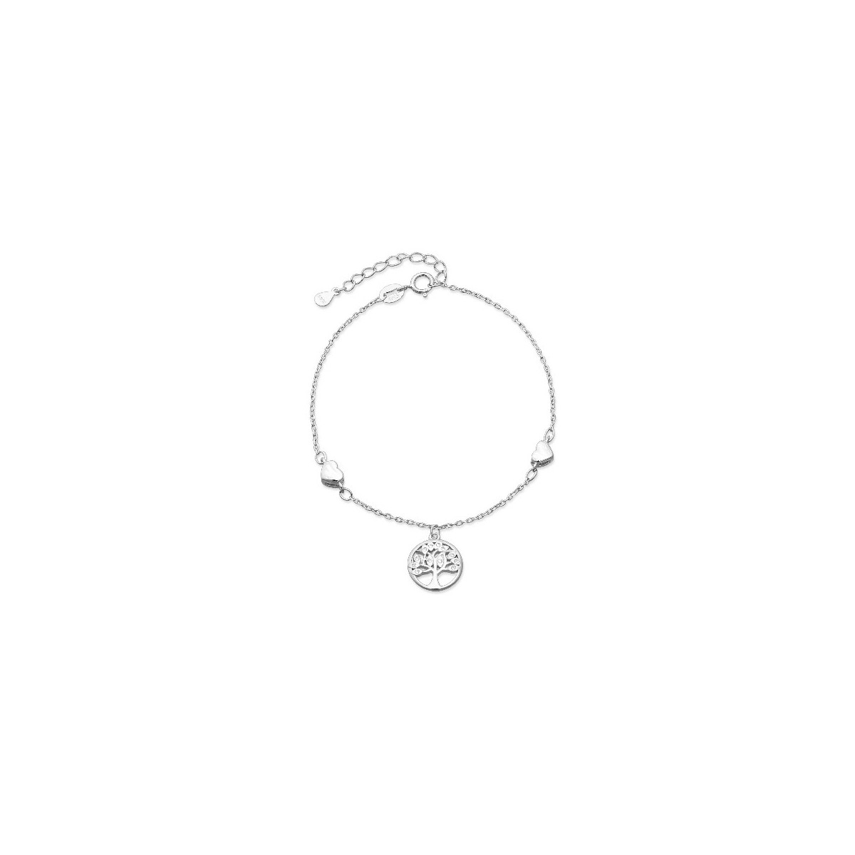 PULSERA CORAZONES LISOS + ARBOL CZ - PU5075R