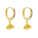 PENDIENTE ARO CZ MULTICOLOR + ABEJA  - PE5847/24CH