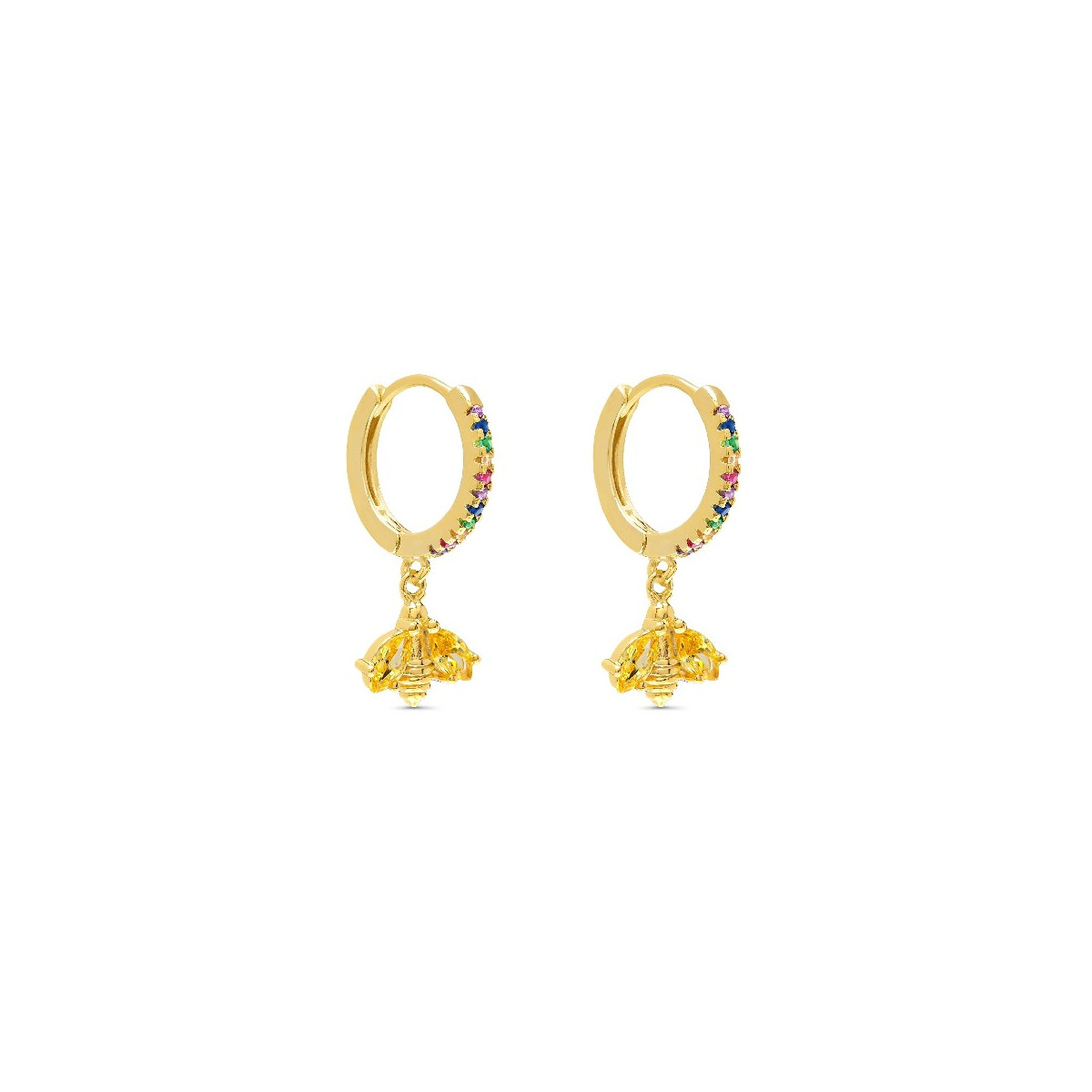 PENDIENTE ARO CZ MULTICOLOR + ABEJA - PE5847/24CH PENDIENTE ARO CZ MULTICOLOR + ABEJA - PE5847/24CH