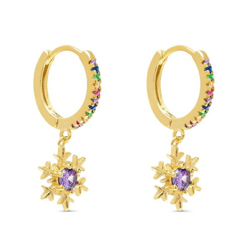 PENDIENTE ARO CZ MULTICOLOR + COPO NIEVE - PE5849/24CH