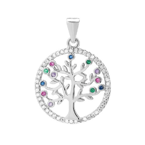 COLGANTE ARBOL VIDA CZ MULTICOLOR 19.5MM - CO2475/24