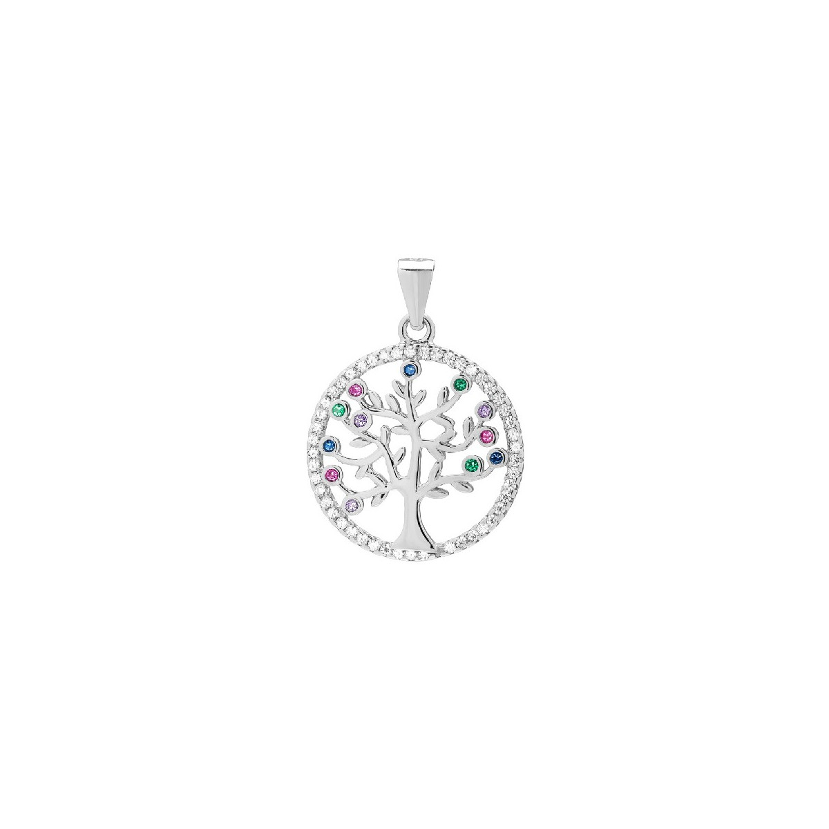 COLGANTE ARBOL VIDA CZ MULTICOLOR 19.5MM - CO2475/24