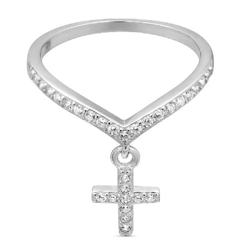 SORTIJA CZ EN ´V´ + CRUZ - SO1469R