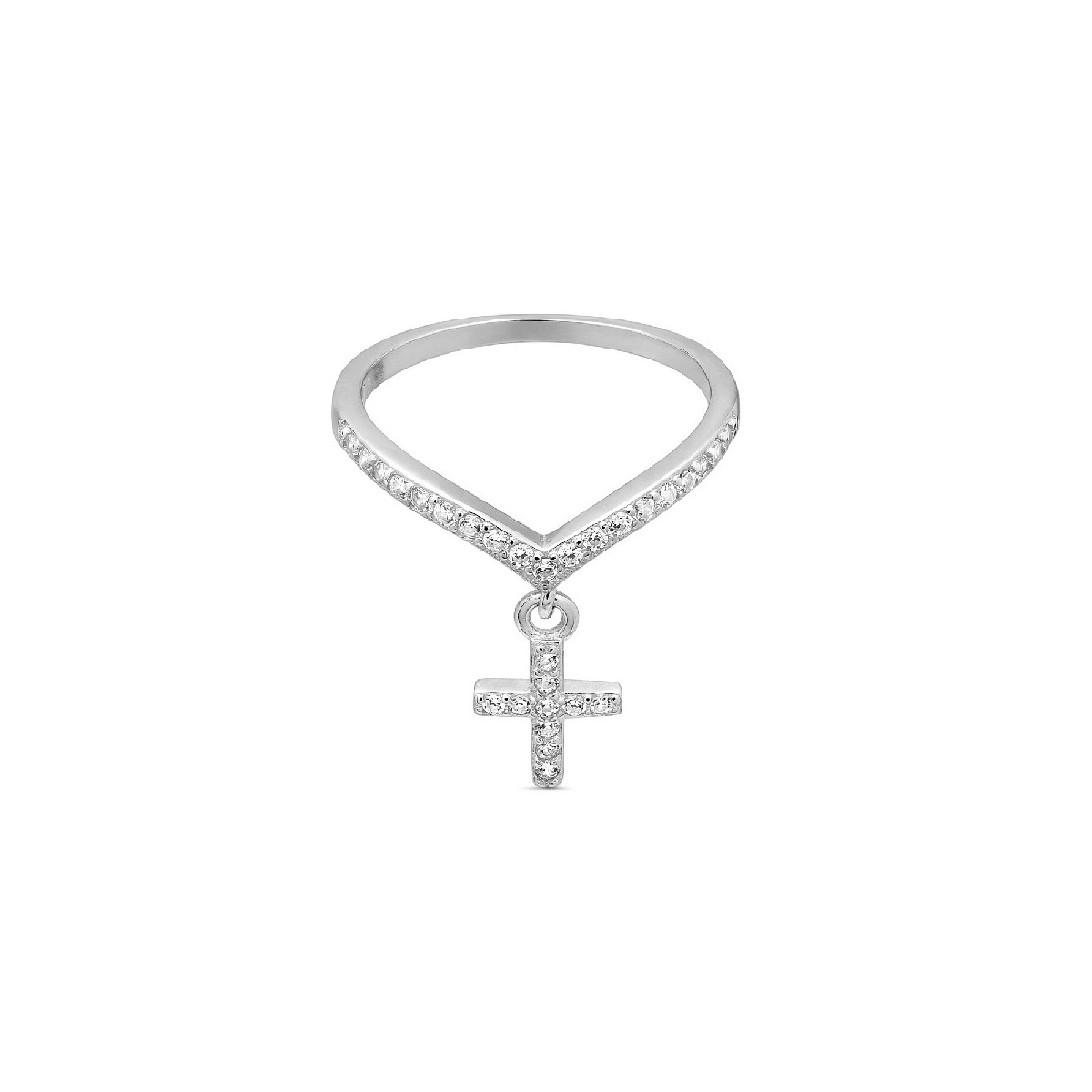 SORTIJA CZ EN ´V´ + CRUZ - SO1469R