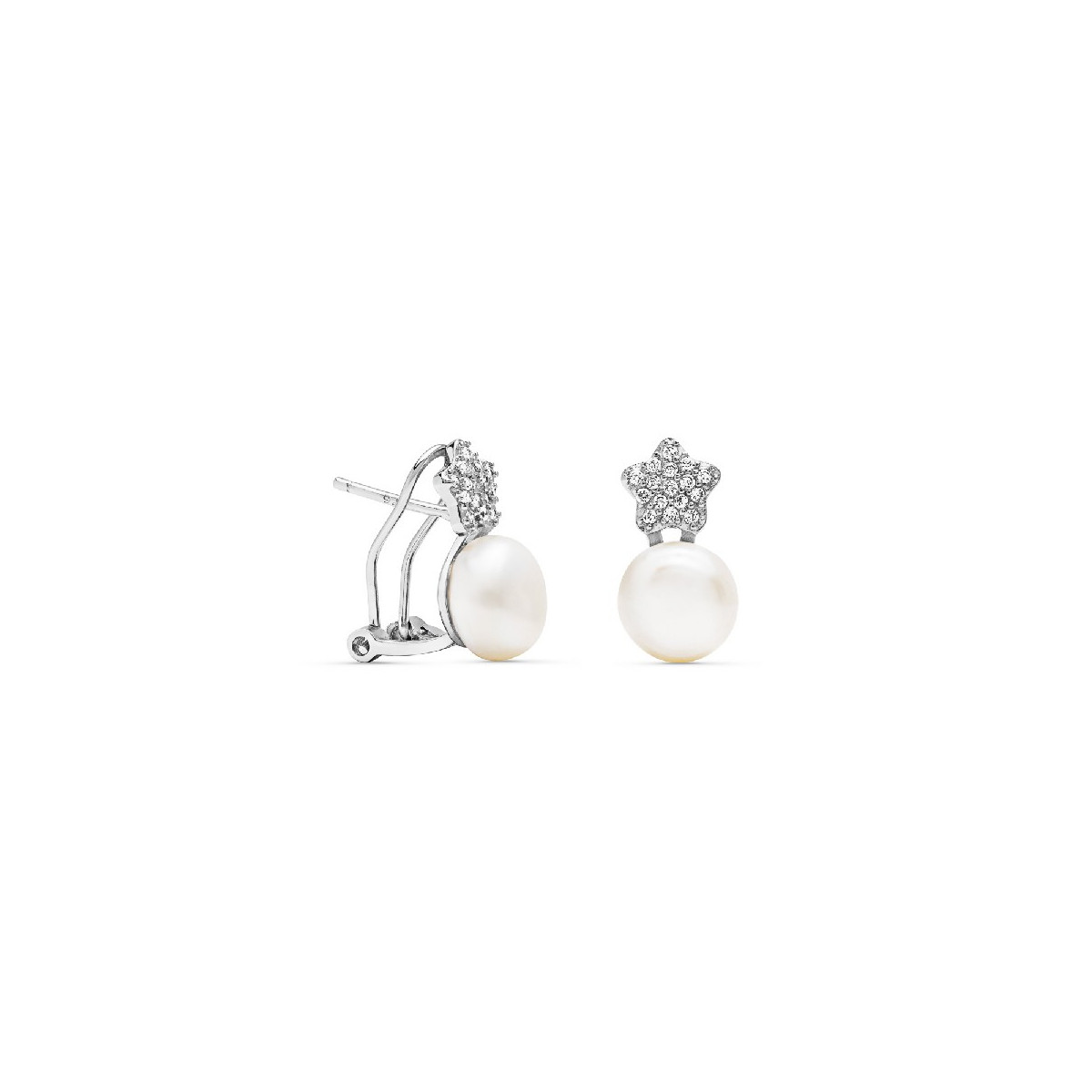 PENDIENTE PERLA ESTRELLA CZ OMEGA - PE5281