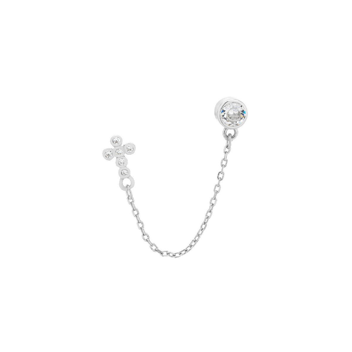 PENDIENTE CRUZ CZ + CHATON + CADENA - PE5934R/04