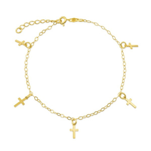 TOBILLERA 5 CRUCES BAÑO ORO - PU4647CH/T
