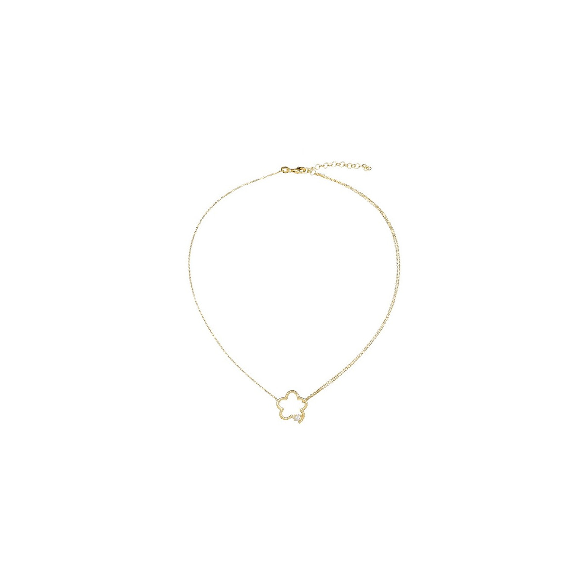 G. CADENA DOBLE + SENCILLA + FLOR CZ - GA1600CH