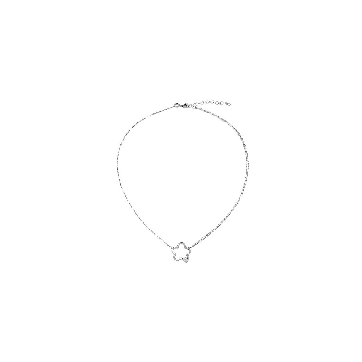 G. CADENA DOBLE + SENCILLA + FLOR CZ - GA1600R