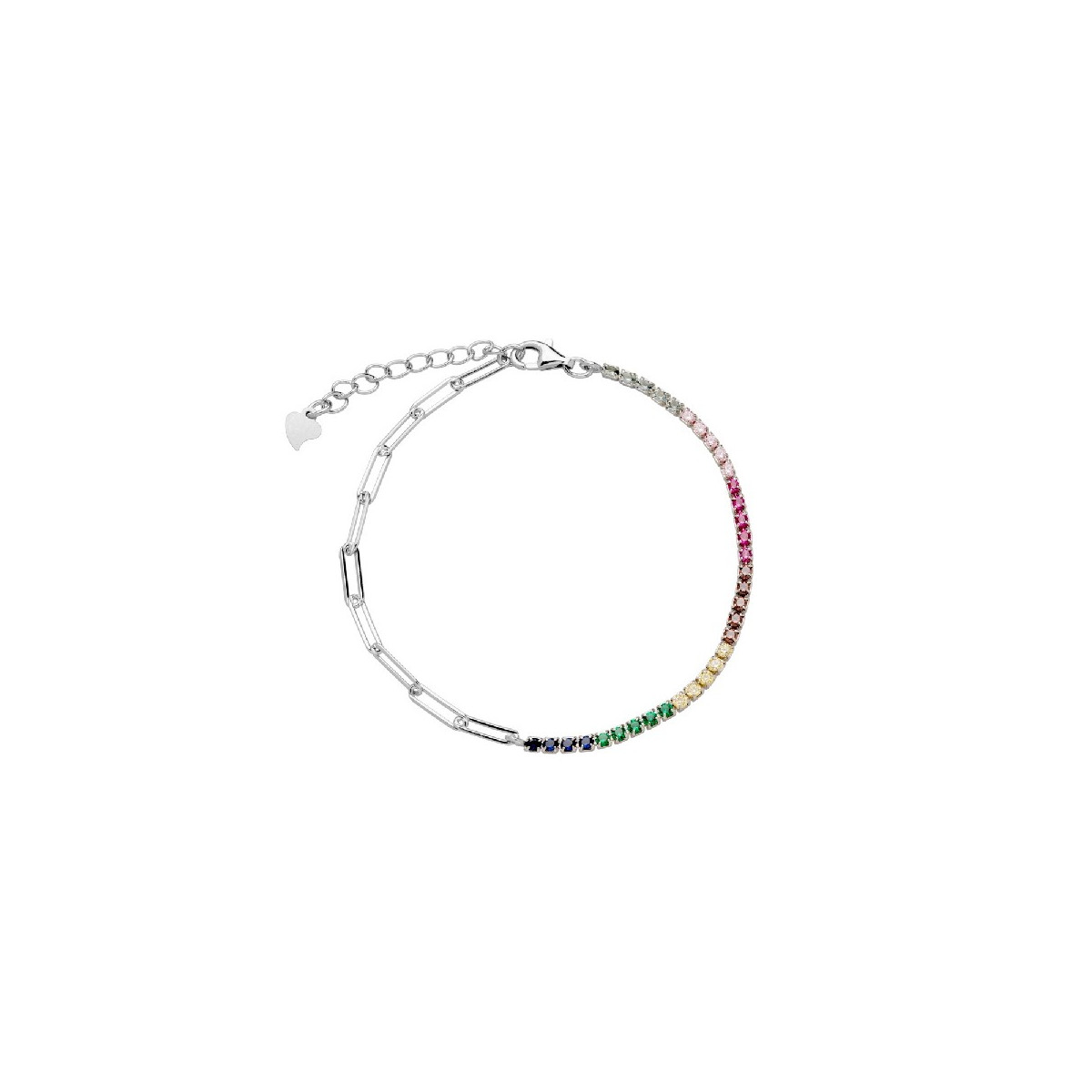 PULSERA MITAD CZ + CADENA RECTANGULAR - PU5180R/24