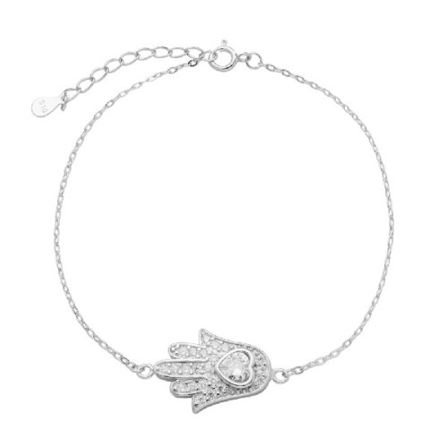 PULSERA MANO DE FATIMA CENTRO CORAZON CZ - PU5181R