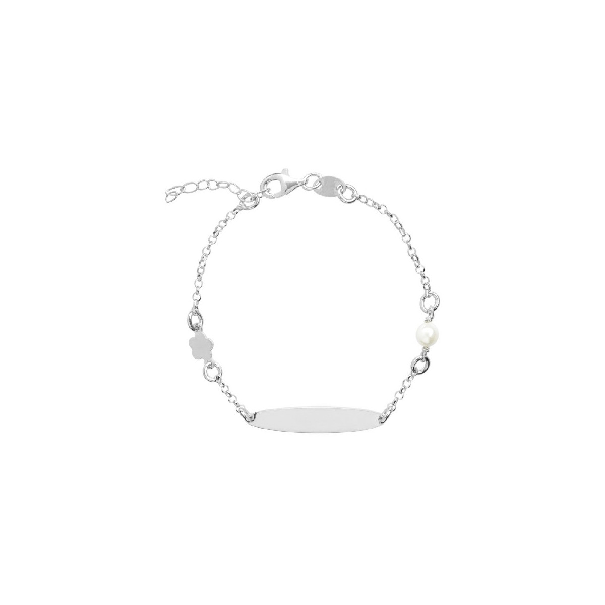 ESCLAVA CHAPA OVAL PERLA + FLOR R - ES1784R