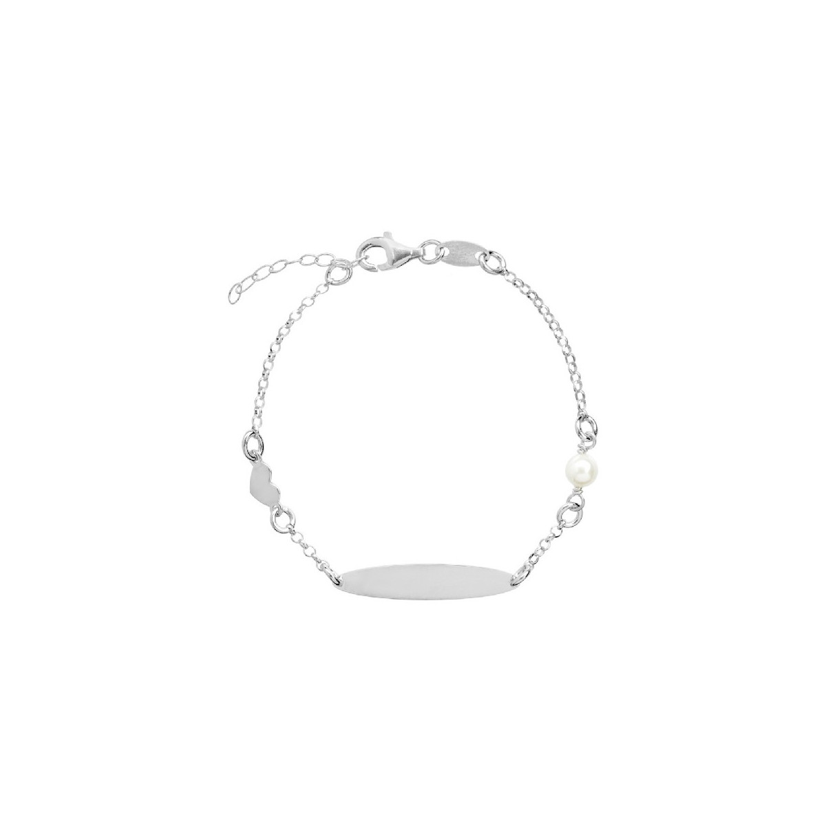 ESCLAVA CHAPA OVAL PERLA + CORAZON R - ES1786R