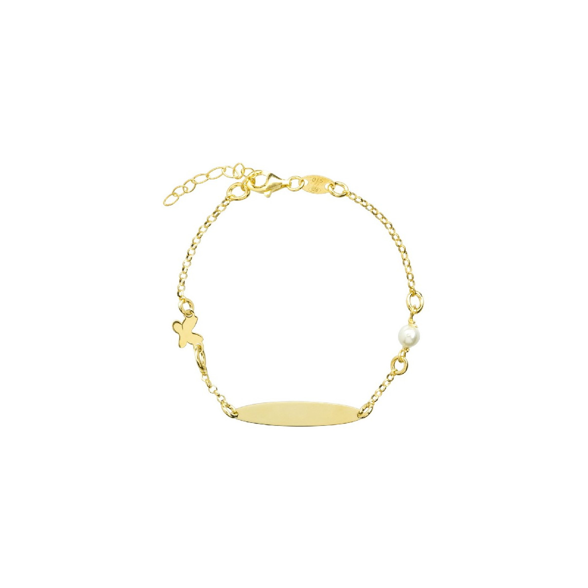 ESCLAVA CHAPA OVAL PERLA + MARIPOSA CH - ES1787CH