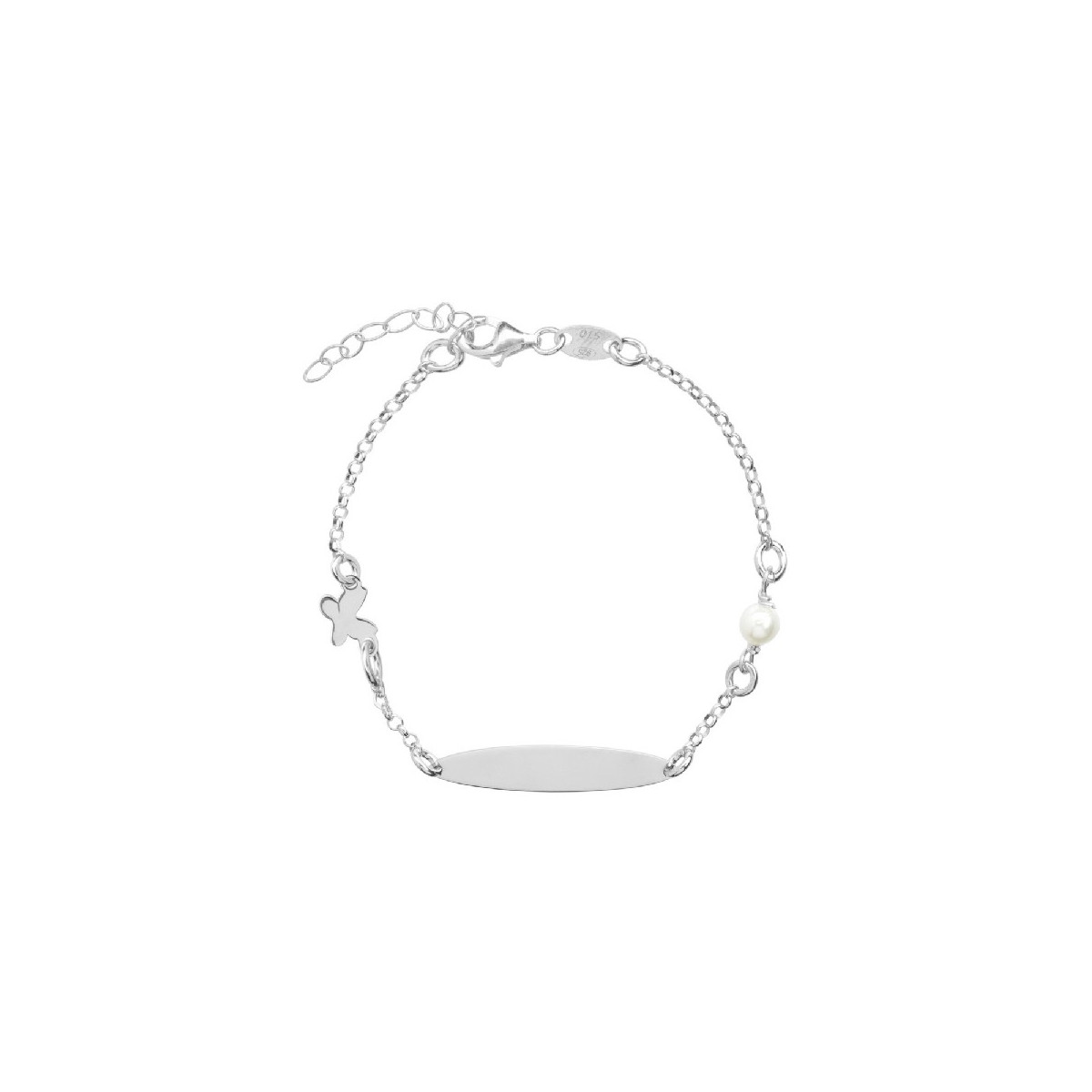 ESCLAVA CHAPA OVAL PERLA + MARIPOSA R - ES1787R