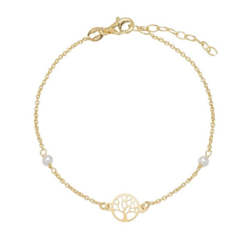 PULSERA CADENA CENTRO ARBOL + 2 PERLAS - PU5209CH