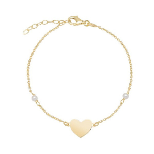 PULSERA CADENA CORAZON + 2 PERLAS - PU5211CH
