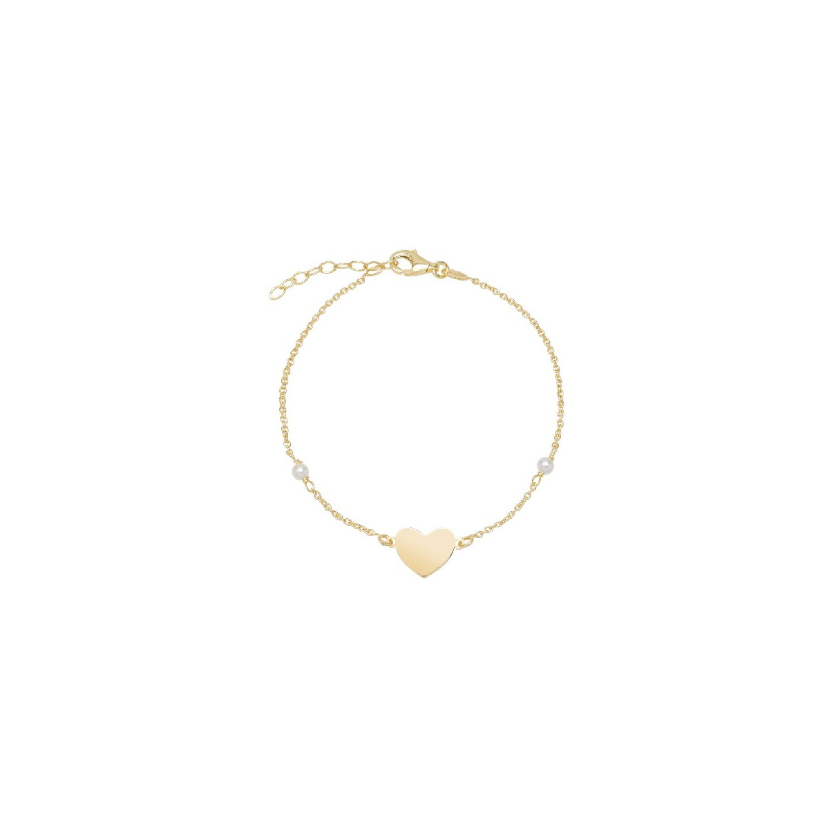 PULSERA CADENA CORAZON + 2 PERLAS - PU5211CH