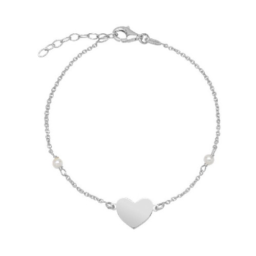 PULSERA CADENA CORAZON + 2 PERLAS - PU5211R