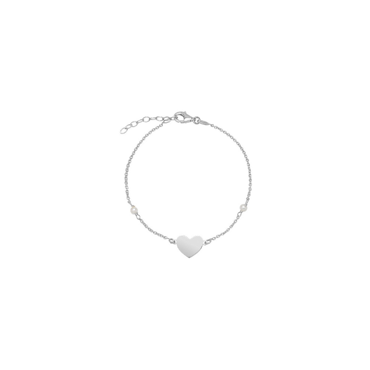 PULSERA CADENA CORAZON + 2 PERLAS - PU5211R
