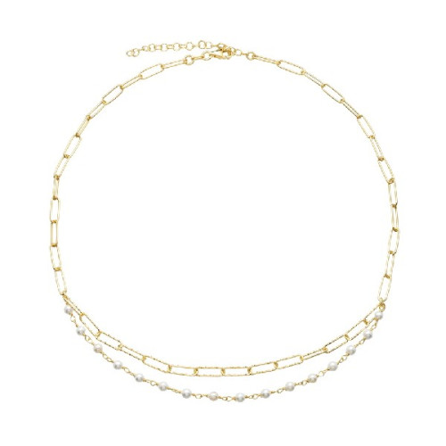 GAR. DOBLE PERLAS + CADENA RECTANGULAR - GA1612CH