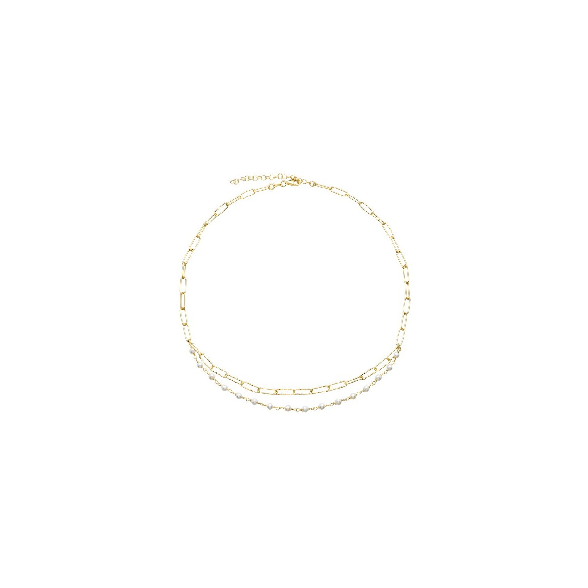 GAR. DOBLE PERLAS + CADENA RECTANGULAR - GA1612CH