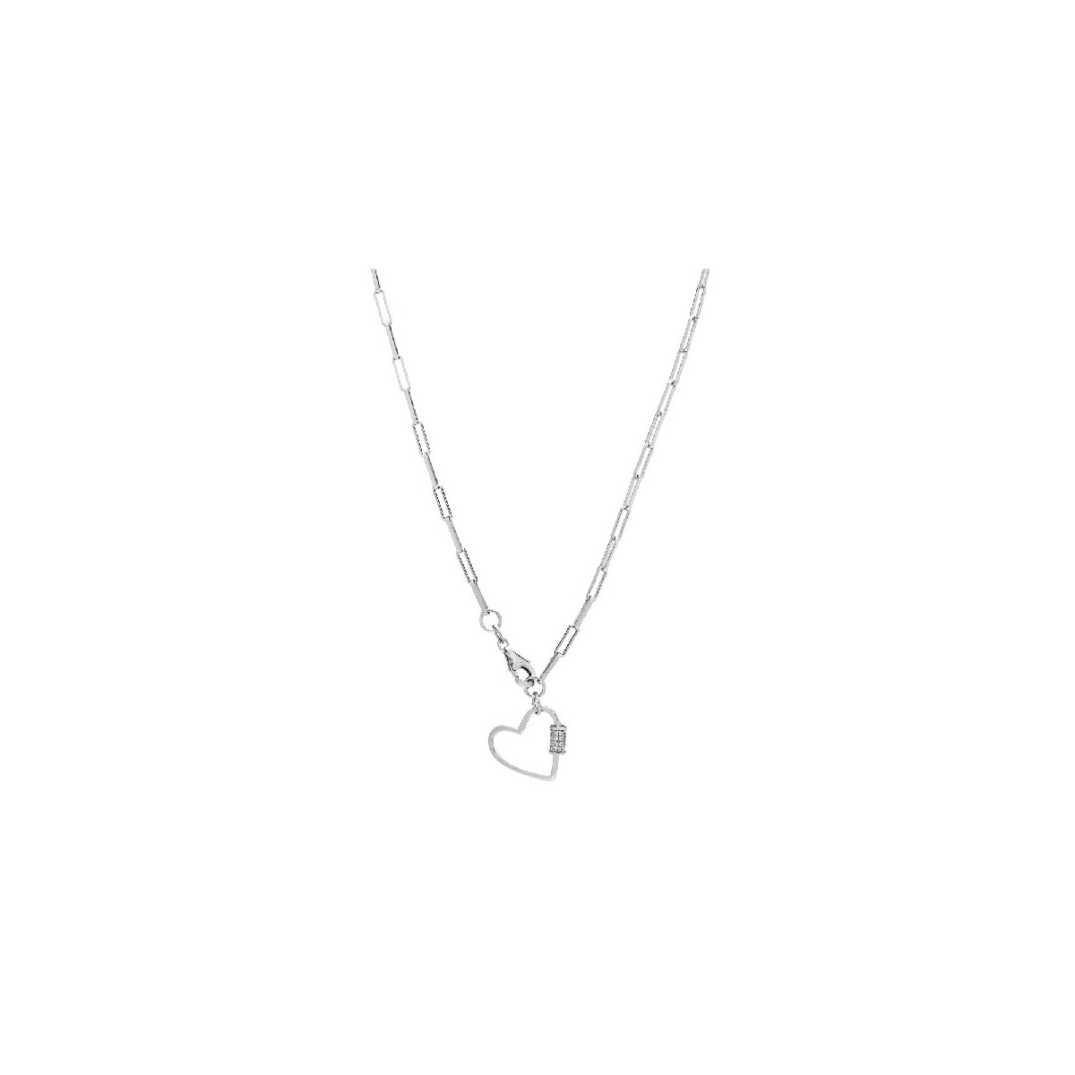 G. CADENA RECTANGULAR + CORAZON TUBO CZ - GA1669R